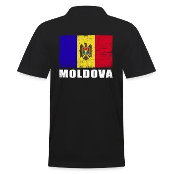 Moldawien Flagge Grunge Moldawien Fahne - Männer Poloshirt - Schwarz - Hinten - Kai (181cm)