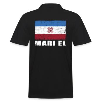Mari El Flag Grunge Mari El Flag - Polo Homme - noir - Dos - Kai (181cm)