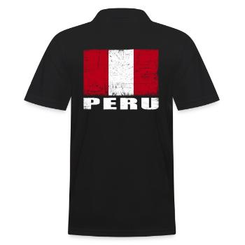 Peru Flagge Grunge Peru Fahne - Männer Poloshirt - Schwarz - Hinten - Kai (181cm)