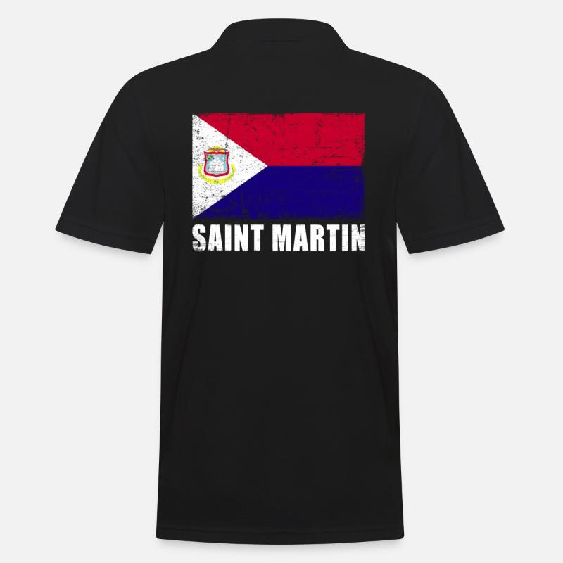 Drapeau de Saint-Martin Grunge Drapeau de Saint-Martin - Polo Homme - noir