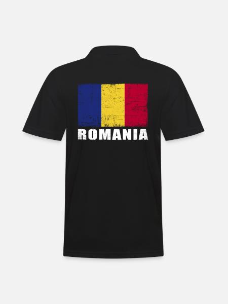 Romania Flag Grunge Romania Flag - Men's Polo Shirt - black
