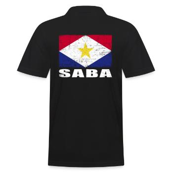 Saba Flagge Grunge Saba Fahne - Männer Poloshirt - Schwarz - Hinten - Kai (181cm)