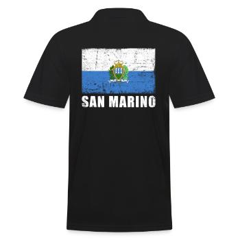 San Marino Flagge Grunge San Marino Fahne - Männer Poloshirt - Schwarz - Hinten - Kai (181cm)