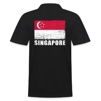Singapur Flagge Grunge Singapur Fahne - Männer Poloshirt - Schwarz - Hinten - Kai (181cm)