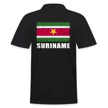 Suriname Flagge Grunge Suriname Fahne - Männer Poloshirt - Schwarz - Hinten - Kai (181cm)