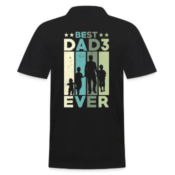 Meilleur père de tous les temps Retro Three Kids Best - Polo Homme - noir - Dos - Kai (181cm)