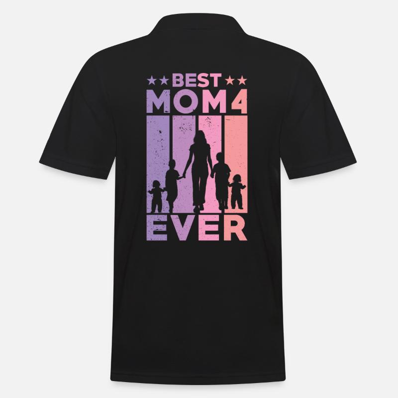Beste Mutter Aller Zeiten Retro Vier Kinder Beste - Männer Poloshirt - Schwarz