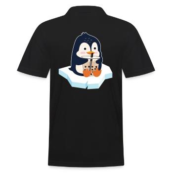 Kawaii Penguin Bubble Tea Boba Tea Penguin - Polo Homme - noir - Dos - Kai (181cm)