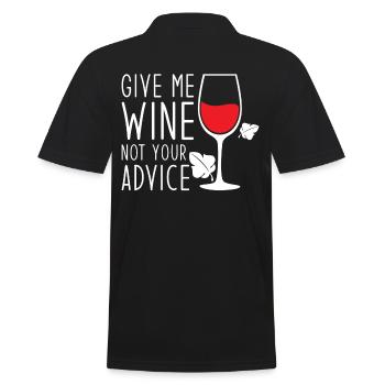 Give Me Wine, Not Your Advice, Funny Wine - Men's Polo Shirt - black - Back - Kai (181cm)