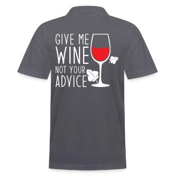 Donnez-moi du vin, pas vos conseils, du vin drôle - Polo Homme - charbon - Dos - Nico (186cm)