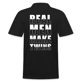 Echte Männer Machen Zwillinge - Männer Poloshirt - Schwarz - Hinten - Kai (181cm)