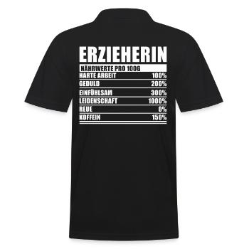 Erzieherin Geschenk Nährwerte pro 100g - Männer Poloshirt - Schwarz - Hinten - Kai (181cm)