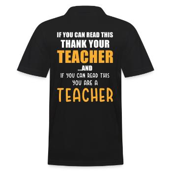 Lehrer Lustig Spruch Wenn Du Das Lesen Kannst - Männer Poloshirt - Schwarz - Hinten - Kai (181cm)