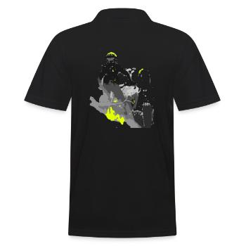 Quad abstrakt - Männer Poloshirt - Schwarz - Hinten - Kai (181cm)