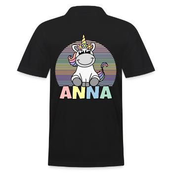 Anna Einhorn Name - Männer Poloshirt - Schwarz - Hinten - Kai (181cm)