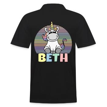 Nom de la licorne Beth - Polo Homme - noir - Dos - Kai (181cm)