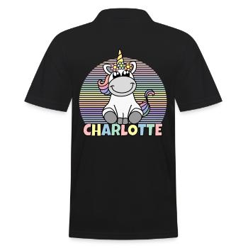 Charlotte Unicorn Name - Men's Polo Shirt - black - Back - Kai (181cm)