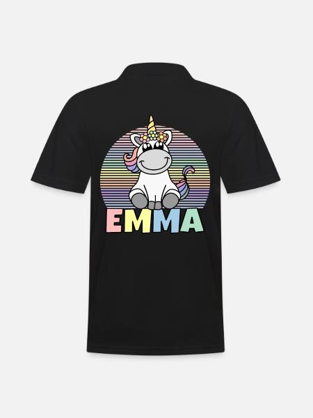 Emma Einhorn Name - Männer Poloshirt - Schwarz