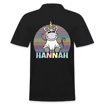 Hannah Unicorn Name - Men's Polo Shirt - black - Back - Kai (181cm)