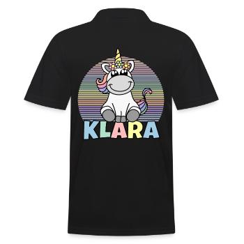 Klara Einhorn Name - Männer Poloshirt - Schwarz - Hinten - Kai (181cm)