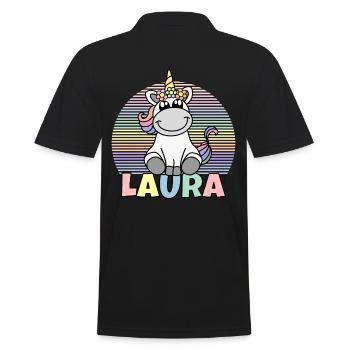 Laura Einhorn Name - Männer Poloshirt - Schwarz - Hinten - Kai (181cm)