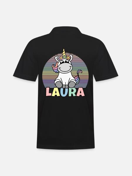 Laura Einhorn Name - Männer Poloshirt - Schwarz