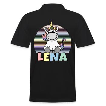 Lena Einhorn Name - Männer Poloshirt - Schwarz - Hinten - Kai (181cm)