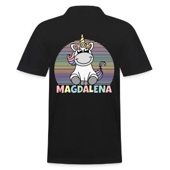 Magdalena Einhorn Name - Männer Poloshirt - Schwarz - Hinten - Kai (181cm)