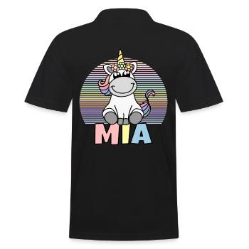 Mia Unicorn Name - Men's Polo Shirt - black - Back - Kai (181cm)