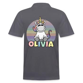 Olivia Einhorn Name - Männer Poloshirt - Anthrazit - Hinten - Nico (186cm)