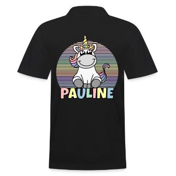 Nom de la licorne Pauline - Polo Homme - noir - Dos - Kai (181cm)