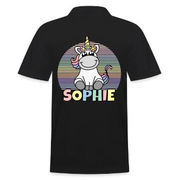Sophie Unicorn Name - Men's Polo Shirt - black - Back - Kai (181cm)