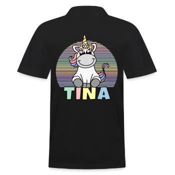 Tina Einhorn Name - Männer Poloshirt - Schwarz - Hinten - Kai (181cm)