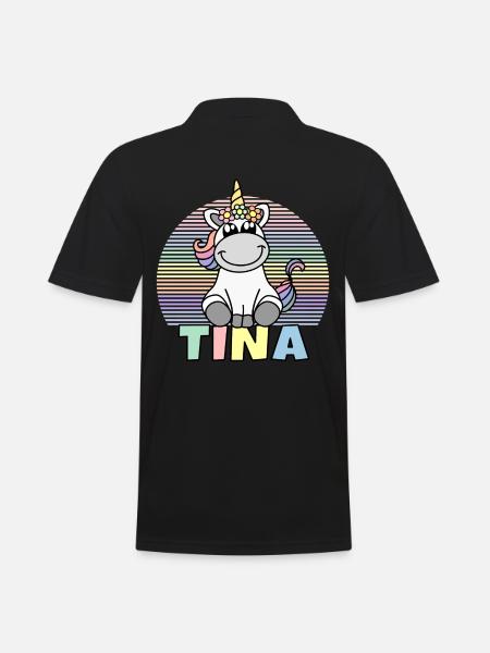 Tina Einhorn Name - Männer Poloshirt - Schwarz