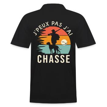 chasse je peux pas jai chasse humour pour chasseur - Polo Homme - noir - Dos - Kai (181cm)