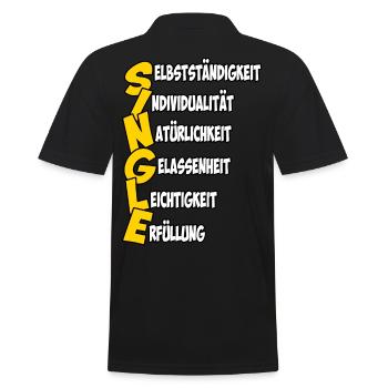 Single in starken Worten - Männer Poloshirt - Schwarz - Hinten - Kai (181cm)