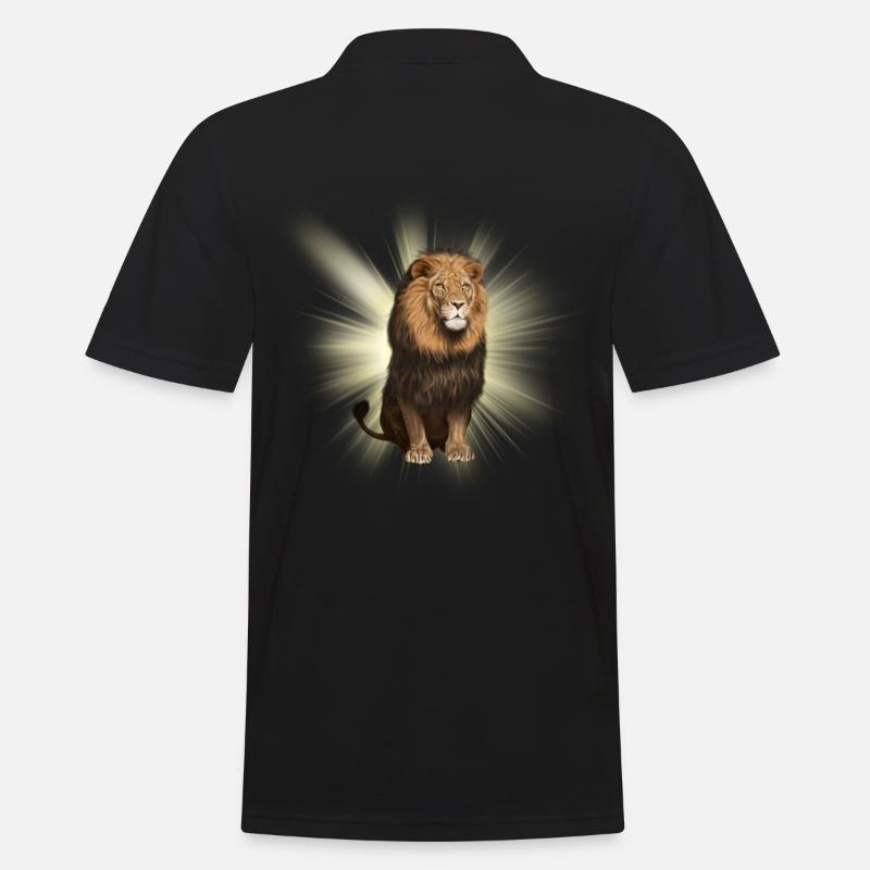 Löwe sitzend - Männer Poloshirt - Schwarz
