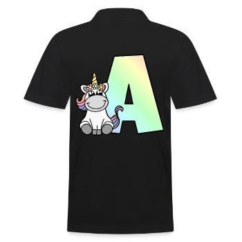 Einhorn Buchstabe A - Männer Poloshirt - Schwarz - Hinten - Kai (181cm)