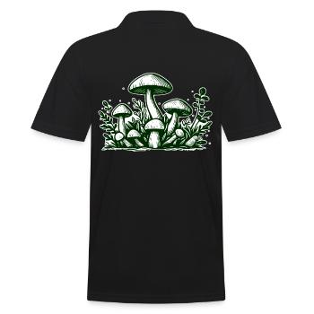 Pilze Mushrooms - Men's Polo Shirt - black - Back - Kai (181cm)