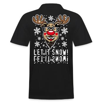 85 Hirsch Rudolph Bart LET IT SNOW Schnee Elch - Männer Poloshirt - Schwarz - Hinten - Kai (181cm)