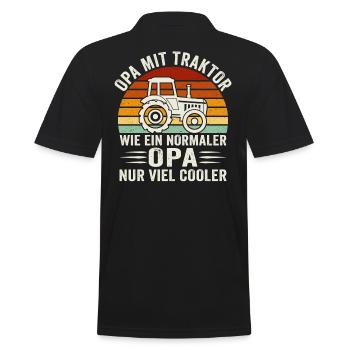 opa mit traktor geschenk für großvater bauer - Männer Poloshirt - Schwarz - Hinten - Kai (181cm)