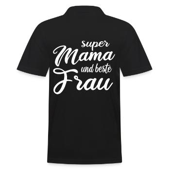Great Mom and Best Wife Mother's Day Gift - Men's Polo Shirt - black - Back - Kai (181cm)