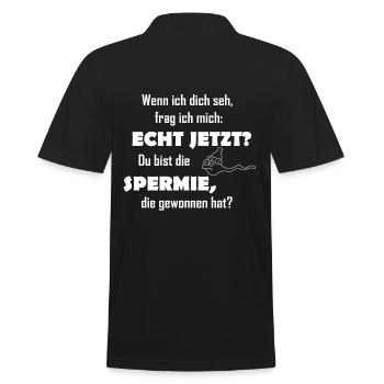 Spermie gewonnen Spermien witziger Spruch Sperma - Männer Poloshirt - Schwarz - Hinten - Kai (181cm)