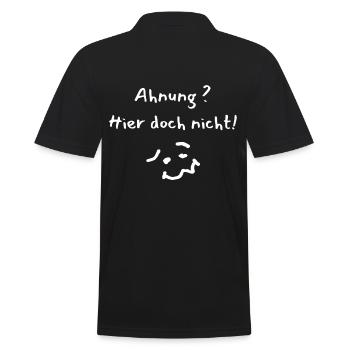 "Ahnung? Hier doch nicht!" – Lustiger Büro-Spruch - Männer Poloshirt - Schwarz - Hinten - Kai (181cm)