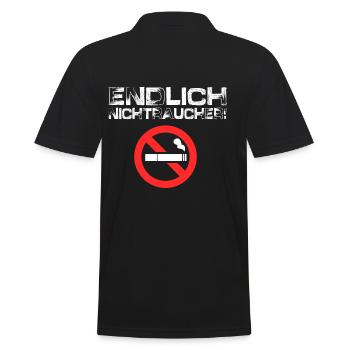 Endlich Nichtraucher - Männer Poloshirt - Schwarz - Hinten - Kai (181cm)