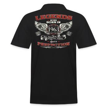 60. Geburtstag Mann Legende Jahrgang 1963 Oldtimer - Männer Poloshirt - Schwarz - Hinten - Kai (181cm)