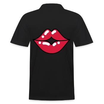 71 Kussmund Mund Lippen - Männer Poloshirt - Schwarz - Hinten - Kai (181cm)