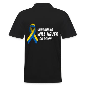 Ukrainians will never go down! - Männer Poloshirt - Schwarz - Hinten - Kai (181cm)