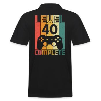 40. Geburtstag Gamer Level 40 Complete 40 Jahre - Männer Poloshirt - Schwarz - Hinten - Kai (181cm)