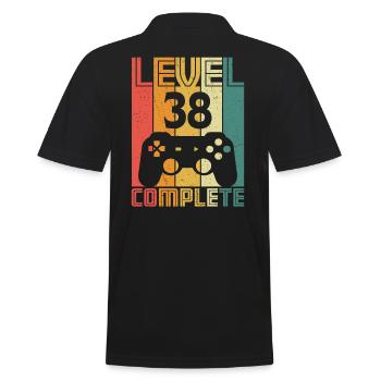 38. Geburtstag Gamer Level 38 Complete 38 Jahre - Männer Poloshirt - Schwarz - Hinten - Kai (181cm)
